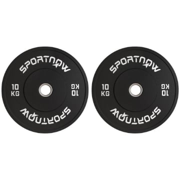 SET 2 DISCHI PESI DA 10KG IN GOMMA CON FORO DA 2"/5 CM PER MANUBRI E BILANCIERI NERO