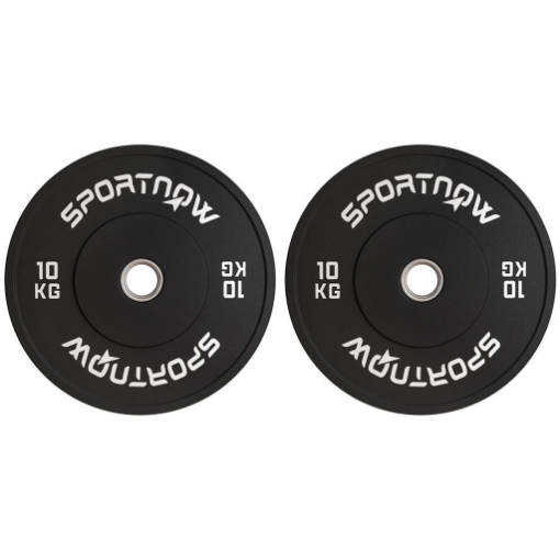 SET 2 DISCHI PESI DA 10KG IN GOMMA CON FORO DA 2"/5 CM PER MANUBRI E BILANCIERI NERO