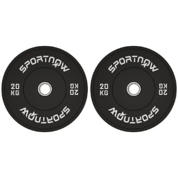 SET 2 DISCHI PESI DA 20KG IN GOMMA CON FORO DA 2"/5 CM PER MANUBRI E BILANCIERI NERO