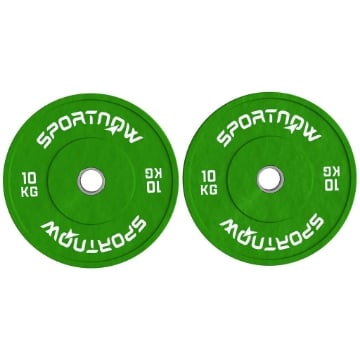 SET 2 DISCHI PESI DA 10KG IN GOMMA CON FORO DA 2"/5 CM PER MANUBRI E BILANCIERI VERDE
