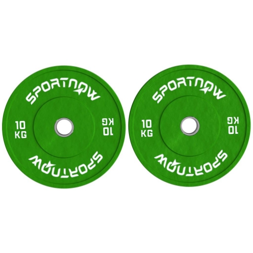 SET 2 DISCHI PESI DA 10KG IN GOMMA CON FORO DA 2"/5 CM PER MANUBRI E BILANCIERI VERDE