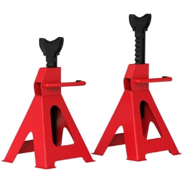 SET 2 CAVALLETTI AUTO DA 3 TONNELLATE REGOLABILI DA 29-42.5 CM ACCIAIO AL CARBONIO E GHISA ROSSO