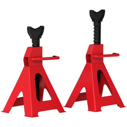 SET 2 CAVALLETTI AUTO DA 3 TONNELLATE REGOLABILI DA 29-42.5 CM ACCIAIO AL CARBONIO E GHISA ROSSO