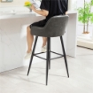 SET 2 SGABELLI DA BAR MODERNI CON POGGIAPIEDI E SCHIENALE FINTA PELLE PU E ACCIAIO GRIGIO