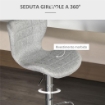 SET 2 SGABELLI DA BAR GIREVOLI CON ALTEZZA REGOLABILE POGGIAPIEDI E SCHIENALE IN TESSUTO GRIGIO