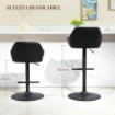 SET 2 SGABELLI IMBOTTITI AD ALTEZZA REGOLABILE CON SCHIENALE E BRACCIOLI 52.5X53X86.5-108 CM NERO GRIGIO CHIARO