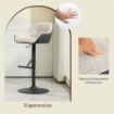 SET 2 SGABELLI IMBOTTITI AD ALTEZZA REGOLABILE CON SCHIENALE E BRACCIOLI 52.5X53X86.5-108 CM NERO GRIGIO CHIARO