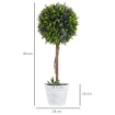 SET 2 PIANTE ARTIFICIALI VERDI A SFERA CON FIORI DI LAVANDA E VASO CON MUSCHIO E CEMENTO Ø 24X60 CM