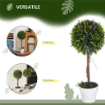 SET 2 PIANTE ARTIFICIALI VERDI A SFERA CON FIORI DI LAVANDA E VASO CON MUSCHIO E CEMENTO Ø 24X60 CM