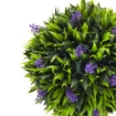 SET 2 PIANTE ARTIFICIALI VERDI A SFERA CON FIORI DI LAVANDA E VASO CON MUSCHIO E CEMENTO Ø 24X60 CM