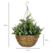 SET 2 PIANTE FINTE DI LAVANDA CON VASO E GANCIO IN PE E VIMINI Ø 25X34 CM VERDE E VIOLA