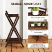 SET 2 PORTAPIANTE A 2 LIVELLI CON DESIGN A DOGHE IN LEGNO DI ABETE 73X36X64 CM MARRONE BRUCIATO