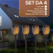 SET 4 FARETTI DA ESTERNO LED A ENERGIA SOLARE CON 4 PICCHETTI IN PLASTICA Ø 12X72 CM NERO