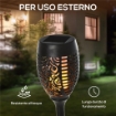 SET 4 FARETTI DA ESTERNO LED A ENERGIA SOLARE CON 4 PICCHETTI IN PLASTICA Ø 12X72 CM NERO