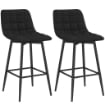 SET 2 SGABELLI DA CUCINA STILE NORDICO IN TESSUTO EFFETTO VELLUTO E METALLO 45X47X84 CM NERO