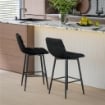 SET 2 SGABELLI DA CUCINA STILE NORDICO IN TESSUTO EFFETTO VELLUTO E METALLO 45X47X84 CM NERO