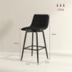 SET 2 SGABELLI DA CUCINA STILE NORDICO IN TESSUTO EFFETTO VELLUTO E METALLO 45X47X84 CM NERO