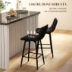 SET 2 SGABELLI DA CUCINA STILE NORDICO IN TESSUTO EFFETTO VELLUTO E METALLO 45X47X84 CM NERO