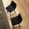 SET 2 SGABELLI DA CUCINA STILE NORDICO IN TESSUTO EFFETTO VELLUTO E METALLO 45X47X84 CM NERO