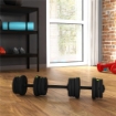 SET 2 IN 1 CON 2 MANUBRI CONVERTIBILI IN BILANCIERE PESO TOTALE 20 KG E DISCHI PESI REGOLABILI NERO