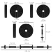 SET 2 IN 1 CON 2 MANUBRI CONVERTIBILI IN BILANCIERE PESO TOTALE 20 KG E DISCHI PESI REGOLABILI NERO