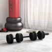 SET 2 IN 1 CON 2 MANUBRI CONVERTIBILI IN BILANCIERE PESO TOTALE 20 KG E DISCHI PESI REGOLABILI NERO