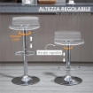 SET 2 SGABELLI DA BAR CON ALTEZZA REGOLABILE SEDUTA GIREVOLE E POGGIAPIEDI METALLO E ACRILICO TRASPARENTE