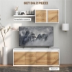 SET MOBILE TV E ARMADIETTO A MURO CON 7 RIPIANI E SCAFFALE APERTO IN LEGNO 120X41X43.3 CM BIANCO E COLOR LEGNO