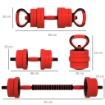 SET PESI DA PALESTRA 4 IN 1 DA 20KG CONVERTIBILE IN KETTLEBELL 2 MANUBRI BILANCIERE E SUPPORTO FLESSIONI ROSSO