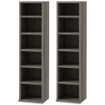 SET DI 2 SCAFFALI PORTA CD CON MENSOLE REGOLABILI PER 204 CD 21X22.5X88.5 CM GRIGIO
