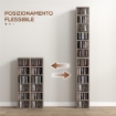 SET DI 2 SCAFFALI PORTA CD CON MENSOLE REGOLABILI PER 204 CD 21X22.5X88.5 CM GRIGIO