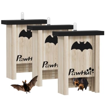 SET DI 3 CASETTE PER PIPISTRELLI BAT BOX IN LEGNO DI ABETE 18X6X22.5 CM COLORE LEGNO
