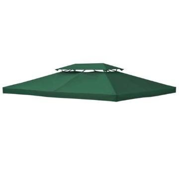 COPERTURA PER GAZEBO 4X3 M A 2 LIVELLI IN POLIESTERE CON CINGHIE E 10 FORI DI DRENAGGIO VERDE