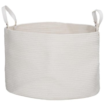 CESTO PORTABIANCHERIA DA 88L PORTATILE E PIEGHEVOLE CON MANICI IN COTONE NATURALE Ø 56X35.5 CM CREMA