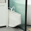 CESTO PORTABIANCHERIA DA 88L PORTATILE E PIEGHEVOLE CON MANICI IN COTONE NATURALE Ø 56X35.5 CM CREMA
