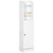COLONNA BAGNO CON 3 RIPIANI APERTI E ARMADIETTO A 2 LIVELLI REGOLABILE, IN LEGNO 23X18X100 CM BIANCO