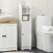 COLONNA BAGNO CON 3 RIPIANI APERTI E ARMADIETTO A 2 LIVELLI REGOLABILE, IN LEGNO 23X18X100 CM BIANCO