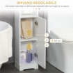 COLONNA BAGNO CON 3 RIPIANI APERTI E ARMADIETTO A 2 LIVELLI REGOLABILE, IN LEGNO 23X18X100 CM BIANCO