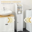 COLONNA BAGNO CON 3 RIPIANI APERTI E ARMADIETTO A 2 LIVELLI REGOLABILE, IN LEGNO 23X18X100 CM BIANCO