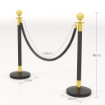 COLONNINE SEGNAPERCORSO IN ACCIAIO INOX CON CORDA VELLUTATA NERA DI 1.5 M E BASE RIEMPIBILE Ø 32X96 CM