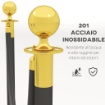 COLONNINE SEGNAPERCORSO IN ACCIAIO INOX CON CORDA VELLUTATA NERA DI 1.5 M E BASE RIEMPIBILE Ø 32X96 CM