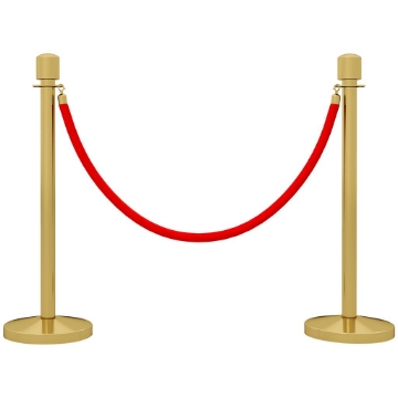COLONNINE SEGNAPERCORSO IN ACCIAIO INOX ORO CON CORDA VELLUTATA ROSSA DI 1.5 M E BASE RIEMPIBILE Ø 32X96 CM