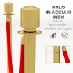 COLONNINE SEGNAPERCORSO IN ACCIAIO INOX ORO CON CORDA VELLUTATA ROSSA DI 1.5 M E BASE RIEMPIBILE Ø 32X96 CM