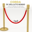 COLONNINE SEGNAPERCORSO IN ACCIAIO INOX ORO CON CORDA VELLUTATA ROSSA DI 1.5 M E BASE RIEMPIBILE Ø 32X96 CM