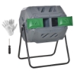 COMPOSTIERA DA GIARDINO GIREVOLE A 2 SEZIONI CON 8 PRESE D'ARIA IN ACCIAIO E PP 71X65X96 CM GRIGIO