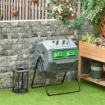 COMPOSTIERA DA GIARDINO GIREVOLE A 2 SEZIONI CON 8 PRESE D'ARIA IN ACCIAIO E PP 71X65X96 CM GRIGIO