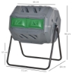 COMPOSTIERA DA GIARDINO GIREVOLE A 2 SEZIONI CON 8 PRESE D'ARIA IN ACCIAIO E PP 71X65X96 CM GRIGIO