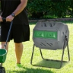 COMPOSTIERA DA GIARDINO GIREVOLE A 2 SEZIONI CON 8 PRESE D'ARIA IN ACCIAIO E PP 71X65X96 CM GRIGIO