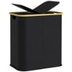 CESTO PORTABIANCHERIA DA 80L A 2 SEZIONI CON COPERCHIO IN TESSUTO NON TESSUTO E BAMBÙ 54X34X58.5 CM NERO