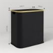 CESTO PORTABIANCHERIA DA 80L A 2 SEZIONI CON COPERCHIO IN TESSUTO NON TESSUTO E BAMBÙ 54X34X58.5 CM NERO